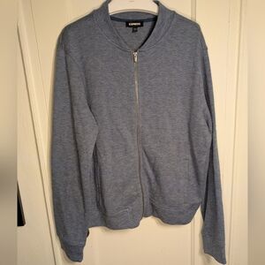 Express Men's Heathered Blue Zip-Up Sweater Size L